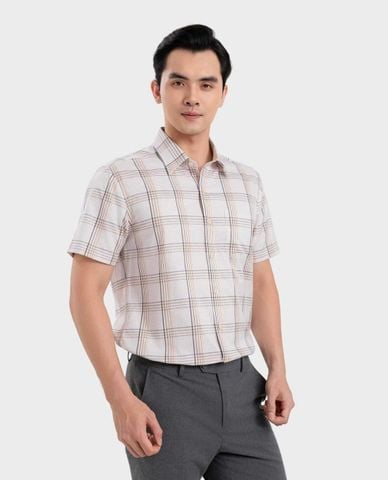  ARISTINO BUSINESS - Áo sơ mi nam cổ bẻ tay ngắn sọc caro 