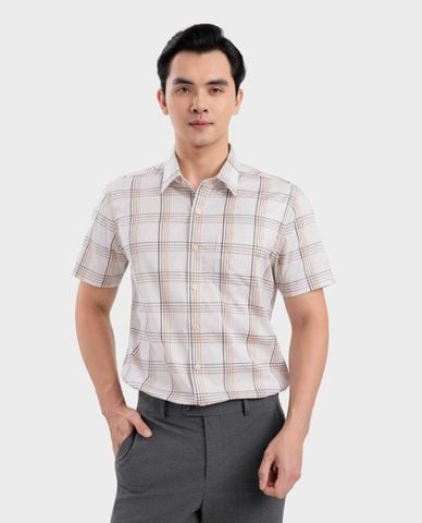  ARISTINO BUSINESS - Áo sơ mi nam cổ bẻ tay ngắn sọc caro 