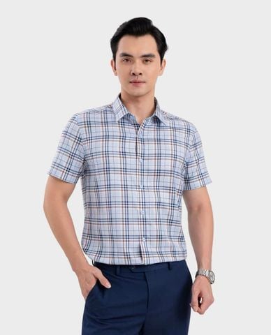  ARISTINO BUSINESS - Áo sơ mi nam cổ bẻ tay ngắn sọc caro 