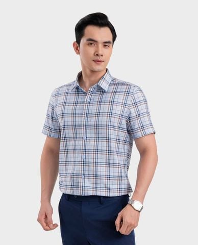  ARISTINO BUSINESS - Áo sơ mi nam cổ bẻ tay ngắn sọc caro 