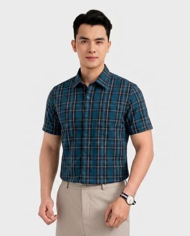  ARISTINO BUSINESS - Áo sơ mi nam cổ bẻ tay ngắn kẻ sọc 