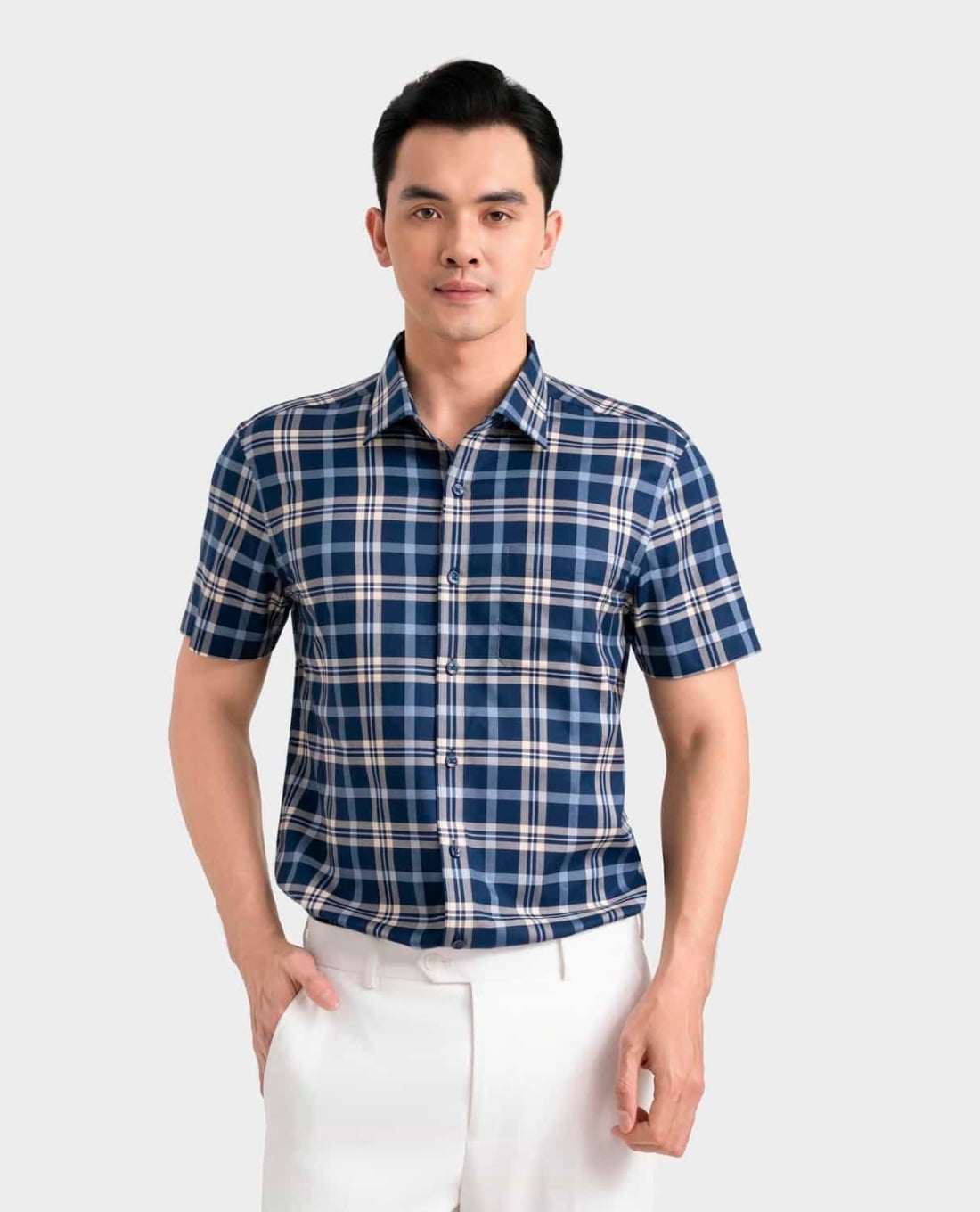 ARISTINO BUSINESS - Áo sơ mi nam cổ bẻ tay ngắn kẻ sọc