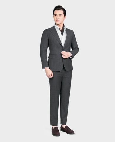 ARISTINO BUSINESS - Bộ suit nam một hàng nút cổ V tay dài kẻ caro 