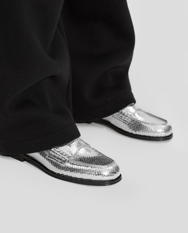  DSQUARED2 - Giày lười nữ đế thấp họa tiết ánh bạc 