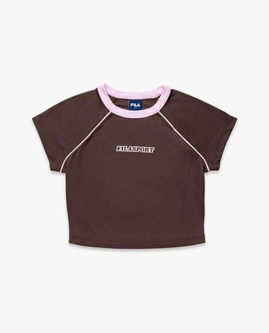  FILA - Áo croptop nữ cổ tròn tay ngắn Sports x Balletcore 