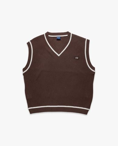  FILA - Áo khoác gilet unisex dệt kim cổ V Origin 