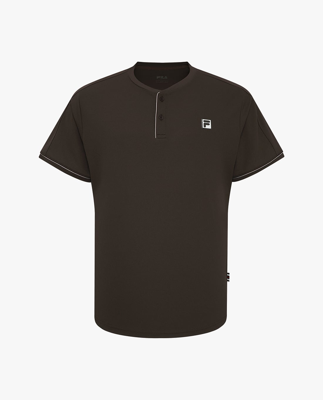 FILA - Áo thun unisex cổ henley tay ngắn phối logo
