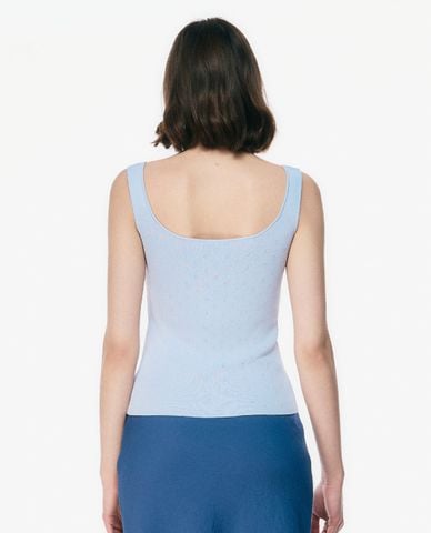  GIGI - Áo hai dây nữ cổ vuông họa tiết đục lỗ nhí 