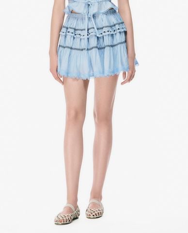  GIGI - Chân váy chữ A mini xếp tầng thêu ren 