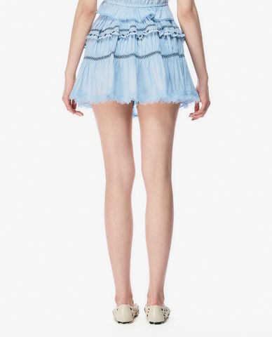  GIGI - Chân váy chữ A mini xếp tầng thêu ren 