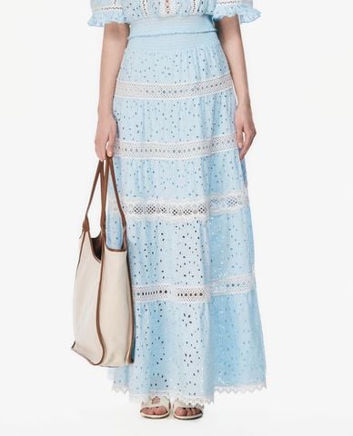  GIGI - Chân váy xếp tầng maxi viền ren 