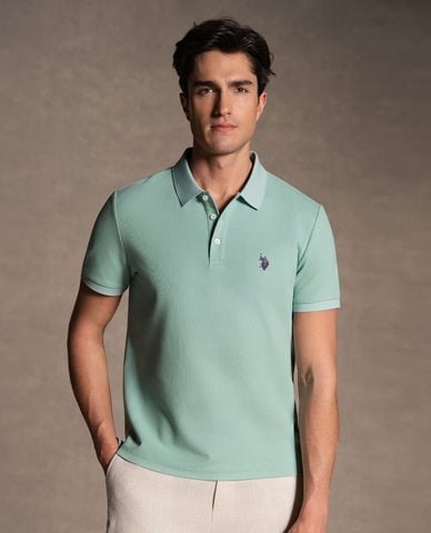  USPA - Áo polo nam cổ bẻ tay ngắn phối logo 