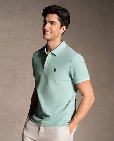  USPA - Áo polo nam cổ bẻ tay ngắn phối logo 