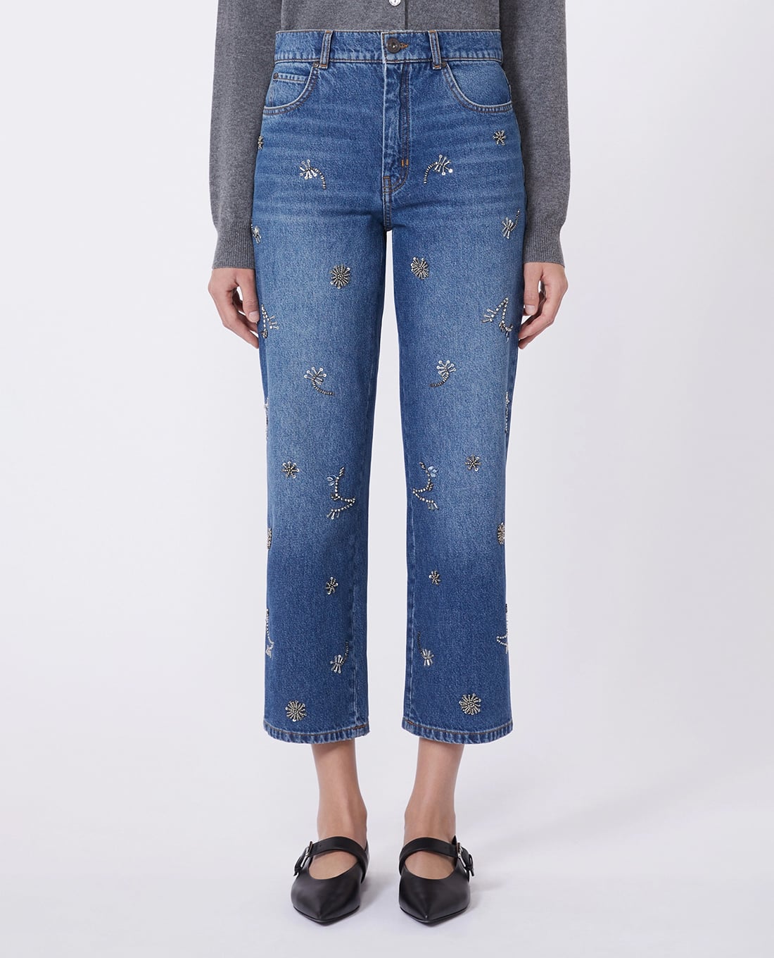 WEEKEND MAX MARA - Quần jeans nữ ống đứng đính đá Wkdmanetta