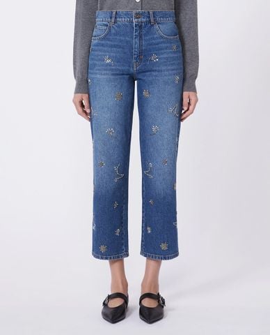  WEEKEND MAX MARA - Quần jeans nữ ống đứng đính đá Wkdmanetta 