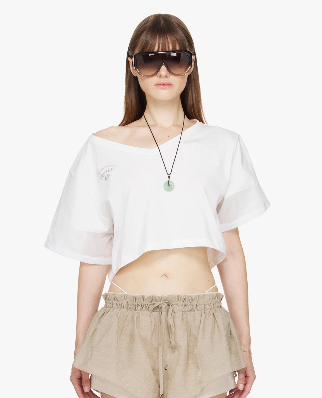 PALLADIUM - Áo croptop nữ cổ V tay ngắn Palladium x Beuter