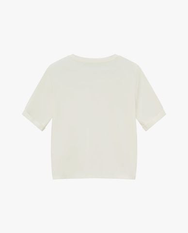  PALLADIUM - Áo thun nữ cổ tim tay ngắn phối logo 