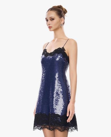  GIGI - Đầm hai dây mini phối ren đính sequin 