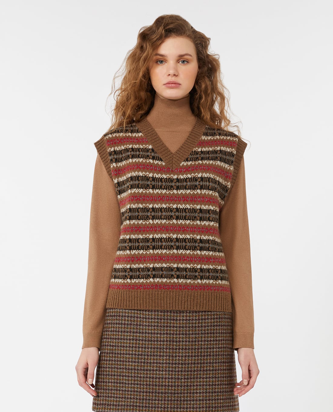 WEEKEND MAX MARA - Áo khoác gilet nữ cổ V kẻ sọc Fleres