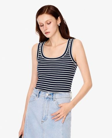  GIGI - Áo ba lỗ nữ cổ tròn kẻ sọc 