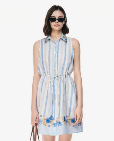  GIGI - Đầm sát nách mini kẻ sọc in họa tiết 