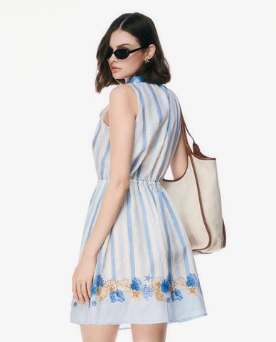  GIGI - Đầm sát nách mini kẻ sọc in họa tiết 