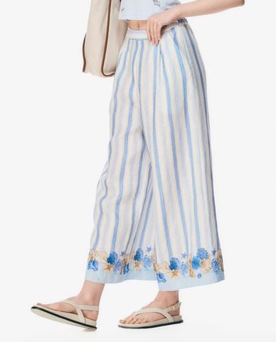  GIGI - Quần nữ ống rộng kẻ sọc in họa tiết 