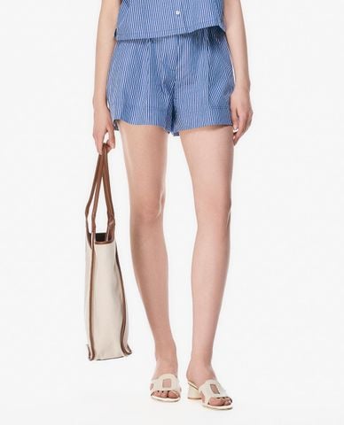  GIGI - Quần short nữ ống rộng lưng thun kẻ sọc 