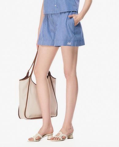  GIGI - Quần short nữ ống rộng lưng thun kẻ sọc 