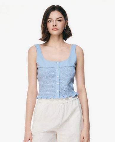  GIGI - Áo hai dây nữ cổ vuông phom ôm viền bèo 