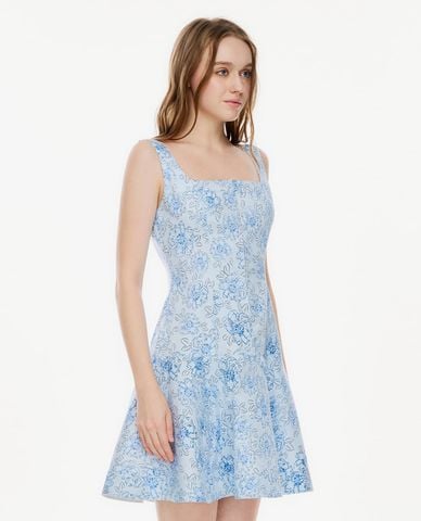  GIGI - Đầm hai dây midi cổ vuông in họa tiết 