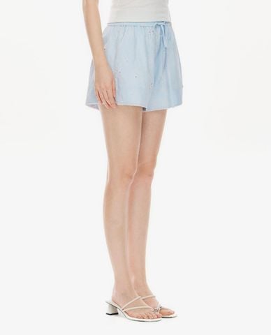  GIGI - Quần short nữ ống rộng lưng thun phối dây rút 