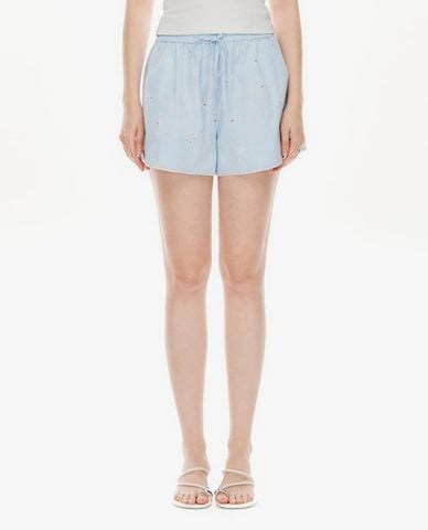  GIGI - Quần short nữ ống rộng lưng thun phối dây rút 