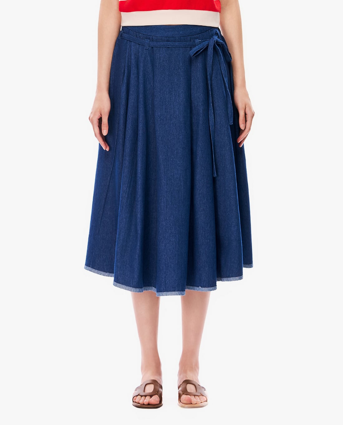 GIGI - Chân váy denim midi thắt nơ