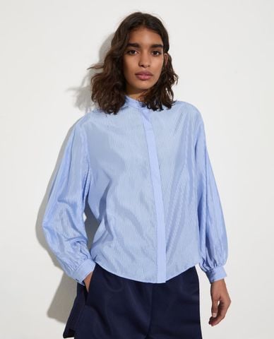  MAX&Co. - Áo sơ mi nữ cổ trụ tay dài kẻ sọc Mcobanda 