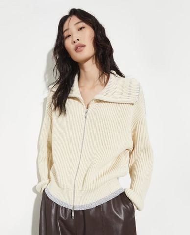  MAX&Co. - Áo khoác dệt kim nữ cổ bẻ phối viền Mcoquinoa 