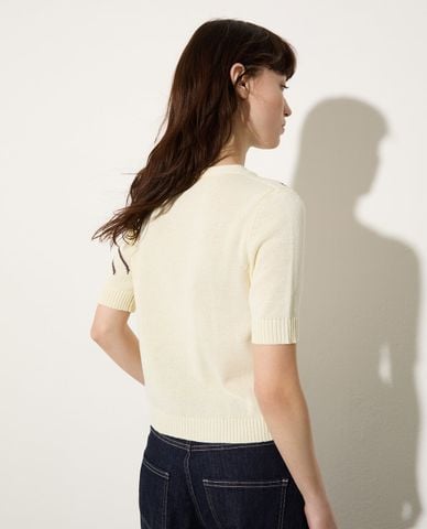  MAX&Co. - Áo khoác dệt kim nữ cổ V thêu hoa Mcoranch 