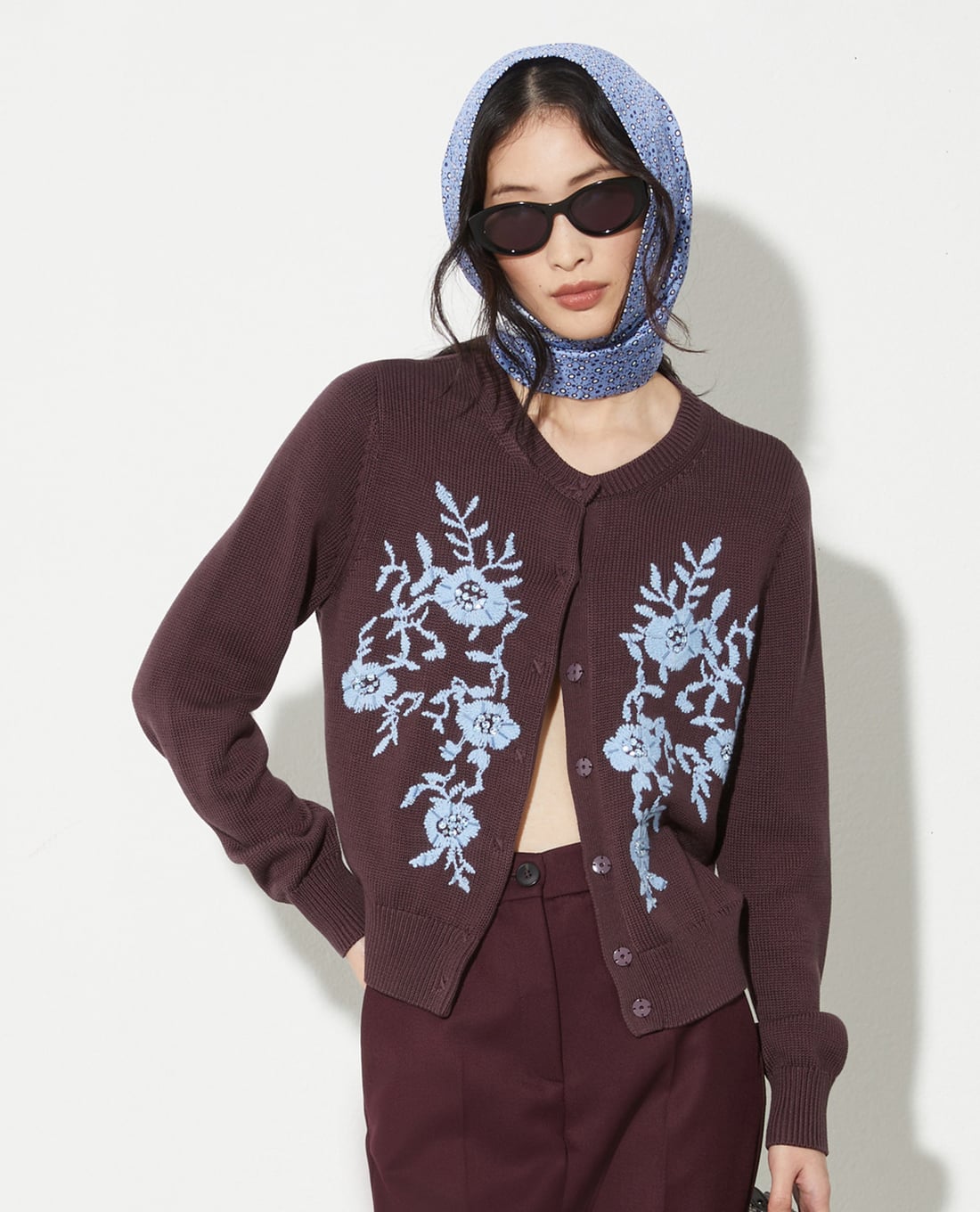 MAX&Co. - Áo khoác cardigan nữ cổ tròn thêu hoa Mcoattila