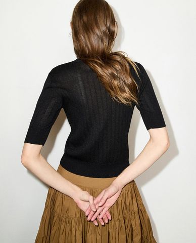 MAX&Co. - Áo khoác dệt kim nữ tay ngắn đính cườm Mcogiurato 