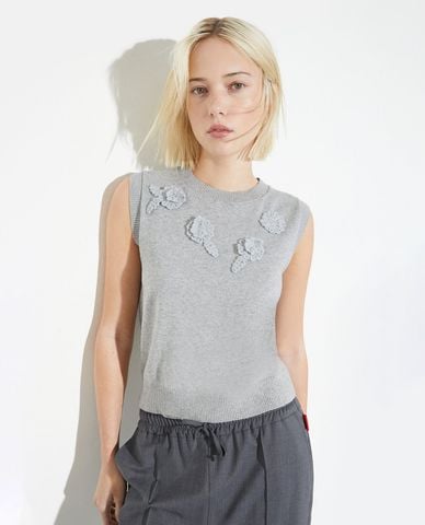  MAX&Co. - Áo dệt kim nữ sát nách đính hoa Meris 