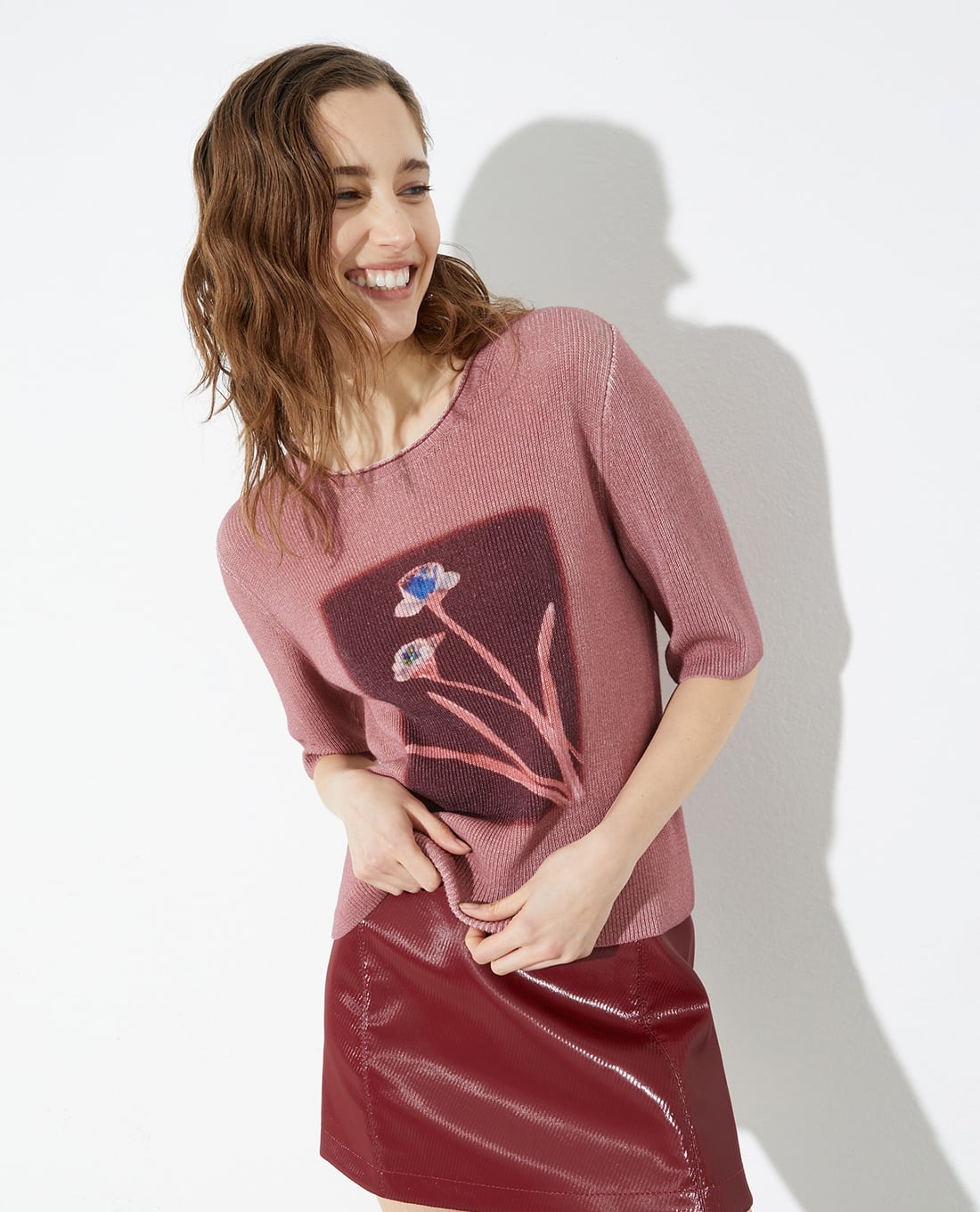 MAX&Co. - Áo dệt kim nữ cổ tròn tay lửng Noel