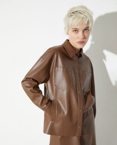  MAX&Co. - Áo khoác da nữ cổ bẻ phối nút Furio 