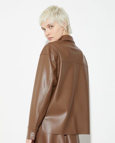  MAX&Co. - Áo khoác da nữ cổ bẻ phối nút Furio 