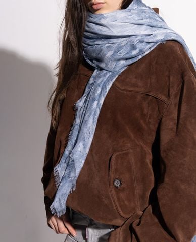  DSQUARED2 - Khăn choàng nữ họa tiết monogram viền tua rua 