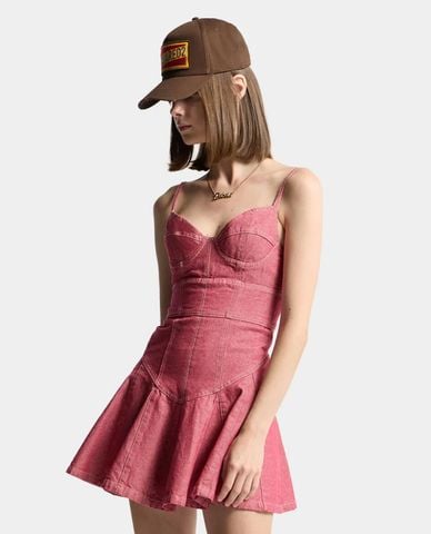  DSQUARED2 - Đầm denim mini hai dây dáng xòe 