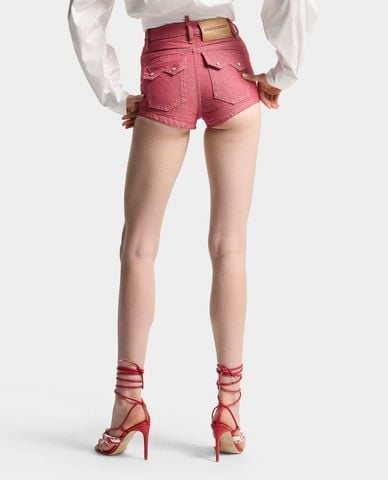  DSQUARED2 - Quần short jeans nữ lưng cao Oxford 