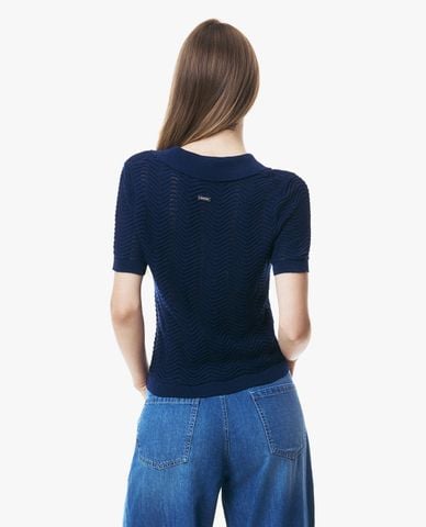  GIGI - Áo dệt kim nữ tay ngắn họa tiết ziczac 