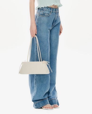  GIGI - Quần jeans nữ ống rộng wash bạc 