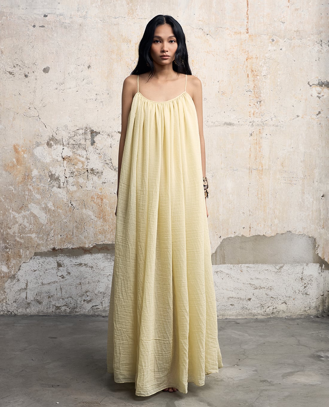 THOME - Đầm hai dây maxi dáng suông Hoàng Sam