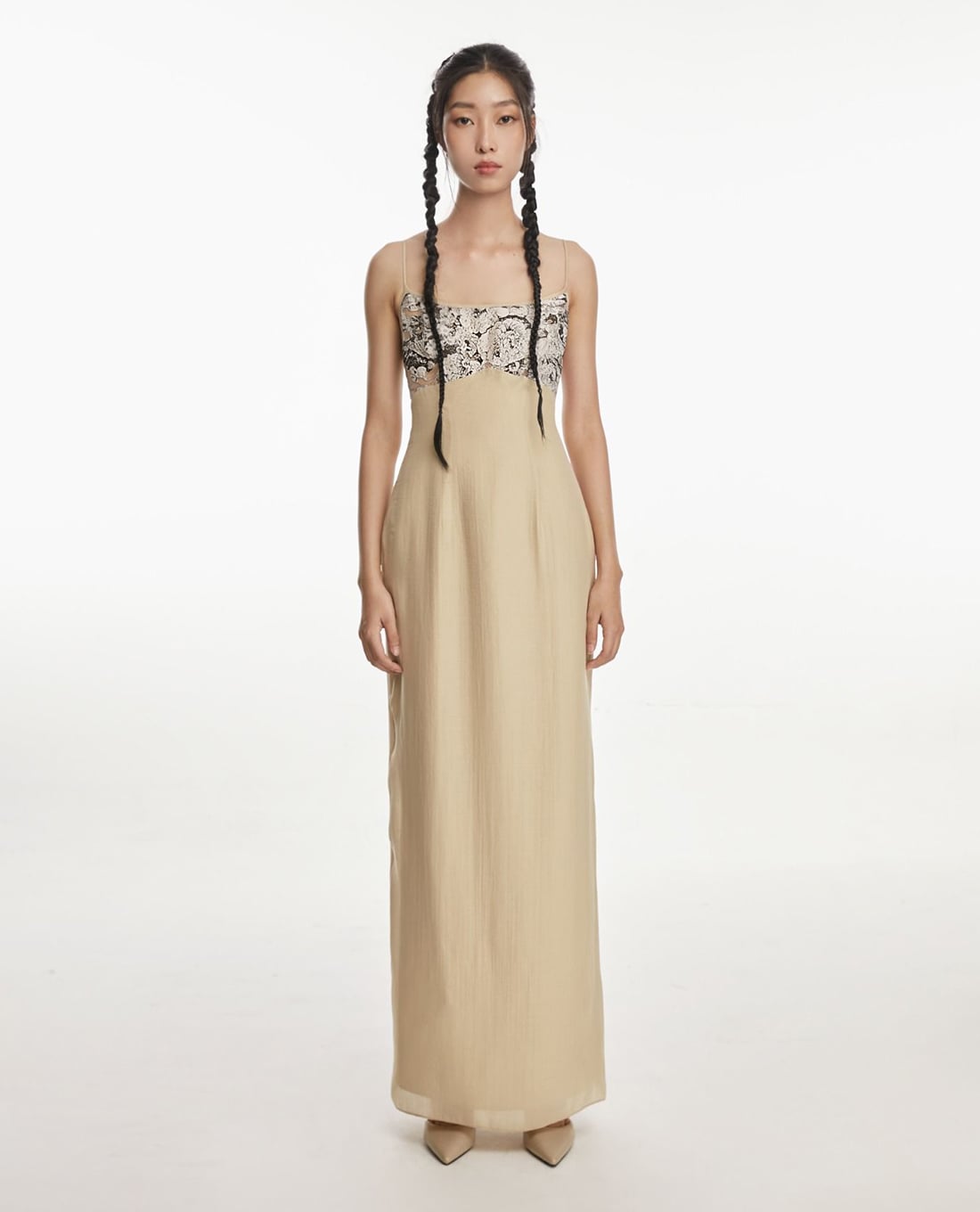 THOME - Đầm hai dây maxi cổ vuông Mai